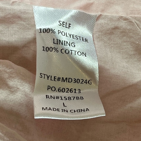 NEW MABLE Pink Floral Ruffle Tiered Criss Cross Back Mini Dress L Girly Flirty - Picture 11 of 14